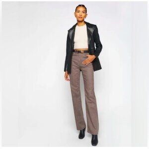 Reformation Wilder High-rise In Cacao Pinstripe Organic Cotton-blend Jeans 27